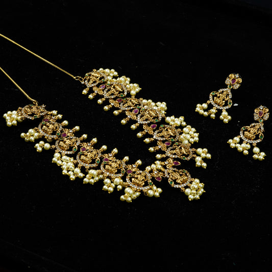 Antique Temple Choker Necklace Set (SJ26N)