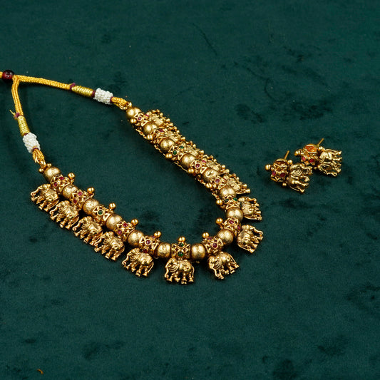 Regal Elephant Motif Choker Set (SJ18N)