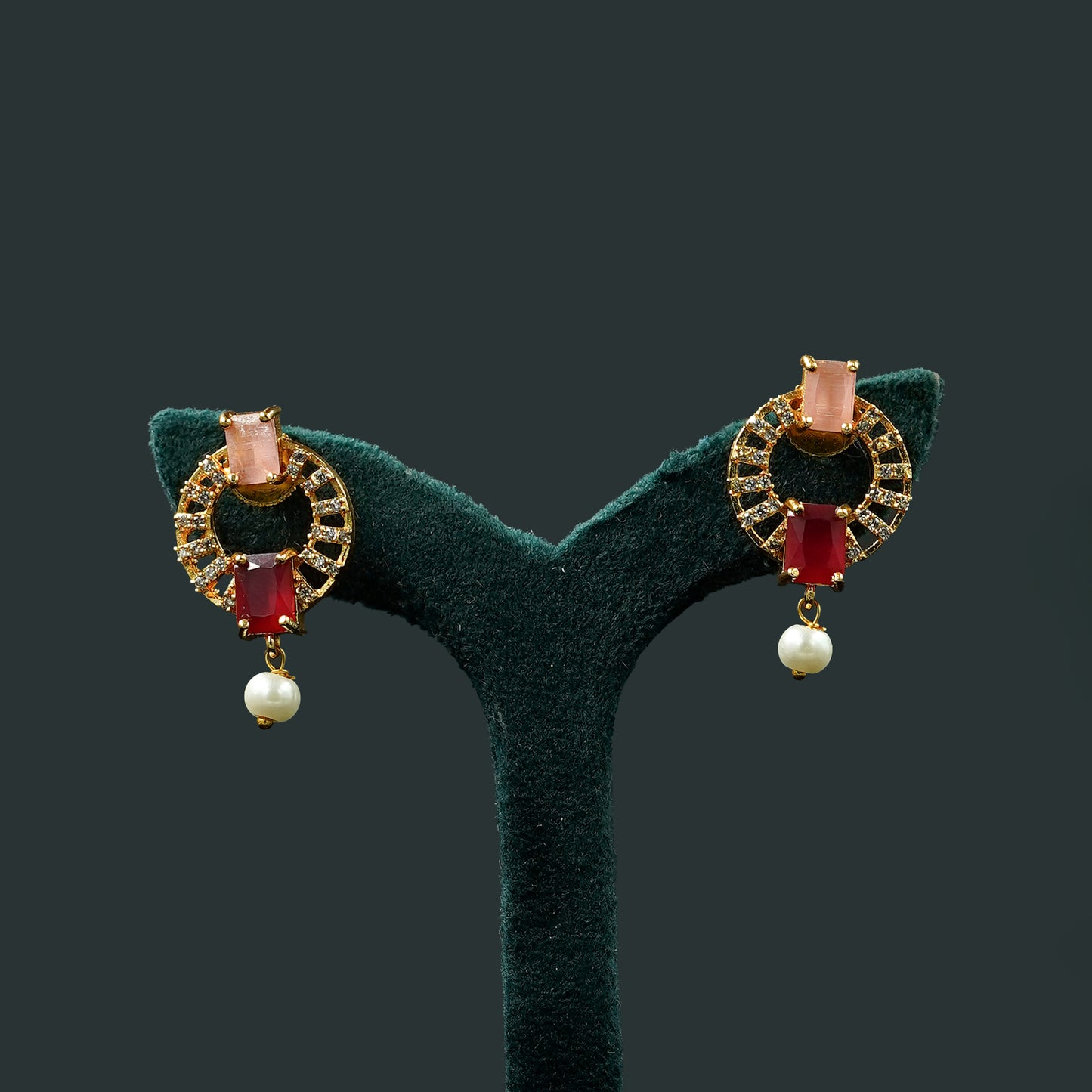 Gold Plated Multi Gemstone Necklace Set (ME32N)