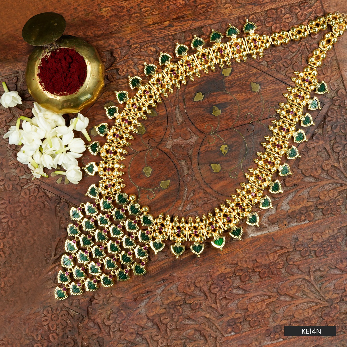 Kerala Traditional Lakshmi Leaf Temple Necklace (KE14N)