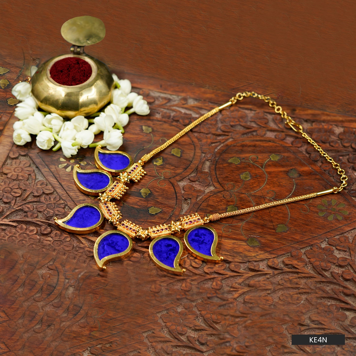 Royal Blue Manga Palakka Necklace (KE4N)
