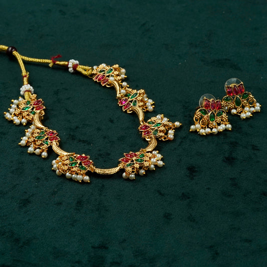 Temple Flora Choker Necklace Set (KJ21N)