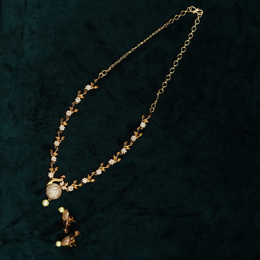 Gold Plated AD Stone Peacock Style Neckpiece Set (ME12N)