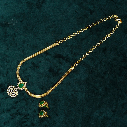 Cute AD stone pendant choker set (green) (ME13N1)