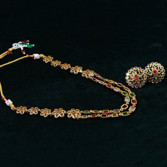 Double Layered Multi color Stone Necklace (ME15N)