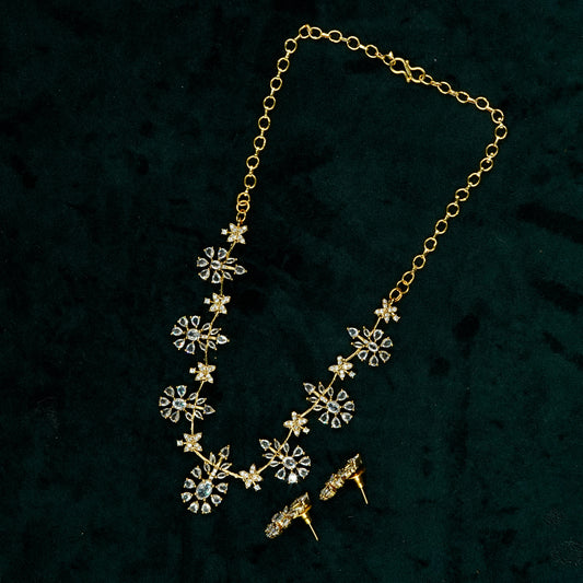AD Stone-Multi Floral Pendant Pattern Neckpiece Set (ME17N)