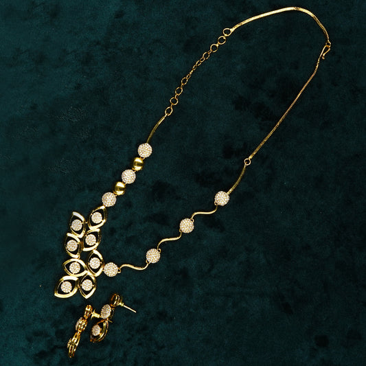 AD White Drop Wave Necklace (ME18N)