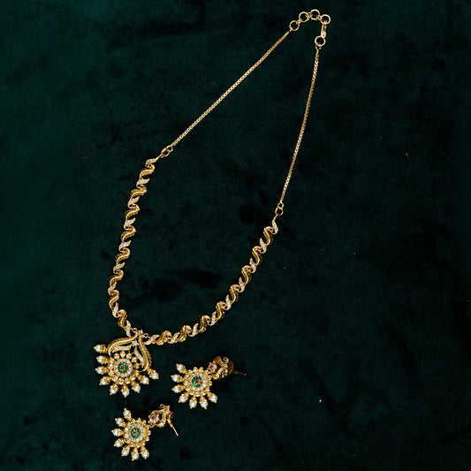 AD Floral Pendant Necklace Set (ME20N)