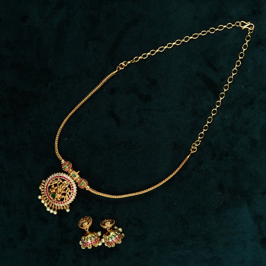 Antique Lakshmi pendant necklace set (ME24N)
