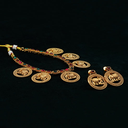 Multi Elephant Pendant Short Neckpiece Set (ME27N)