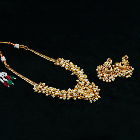 Pearl Necklace Set with Peacock Pendant (ME31N)