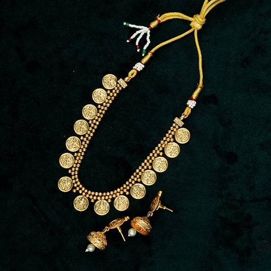 Lakshmi Coin Short Necklace Set (ME44N)