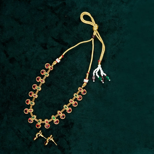 Green-Ruby Kemp Stone Neckpiece Set (ME46N)