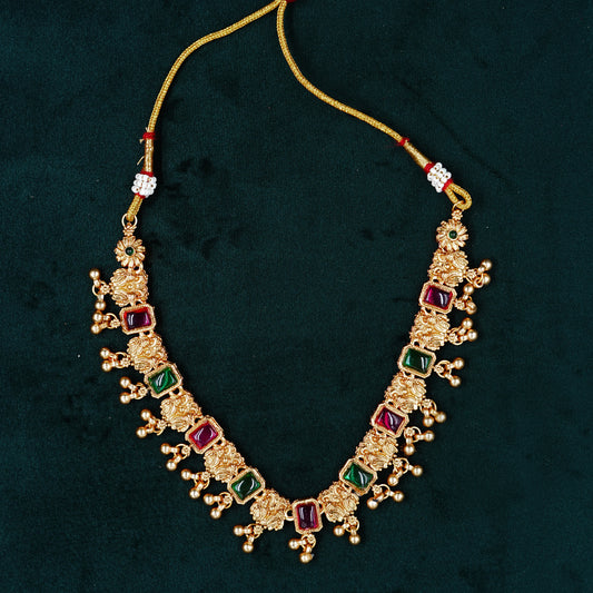 Green Red Gemstone Neckpiece Set (ME7N)