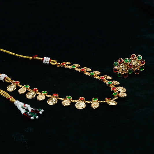 Small Coin Kemp Stone Necklace Set (ME7N2)