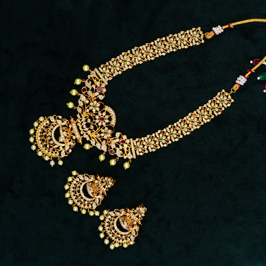 AD Gold Plated Neckpiece With Earrings (ME8N)