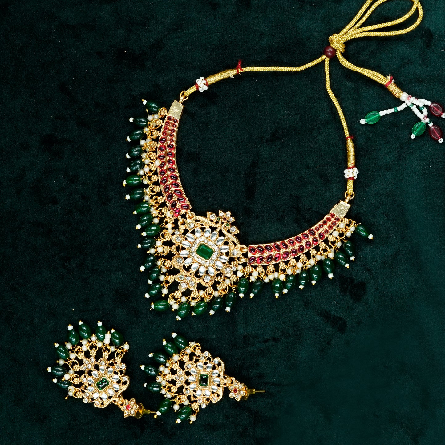Gold Plated Kundan Necklace Set (ME9N)