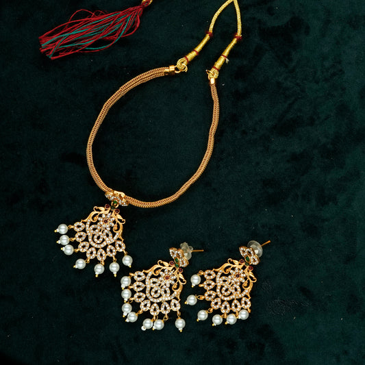 Royal Pearl Drop Choker Necklace Set (PD7N6)