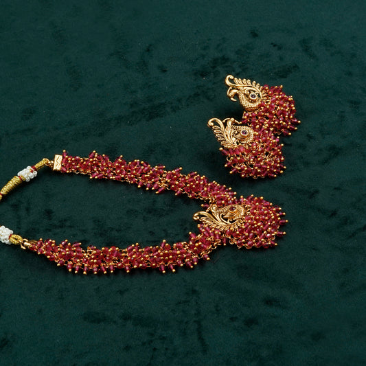 Ishwari Store Peacock Design Temple Jewelry Set(PJ8N)