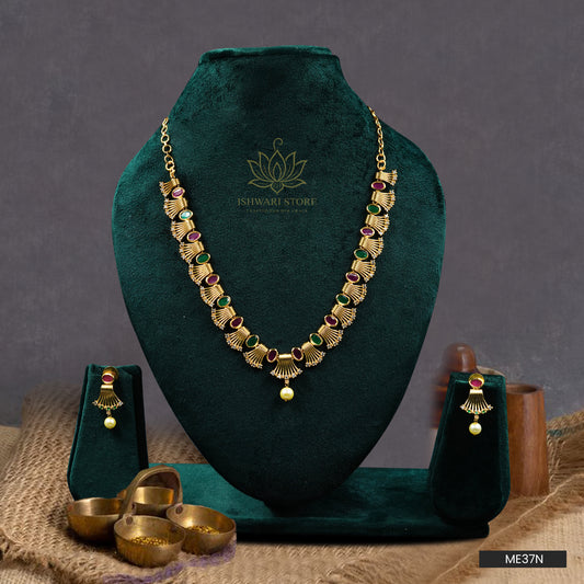 Unique Design Matte Finish Necklace Set (ME37N)