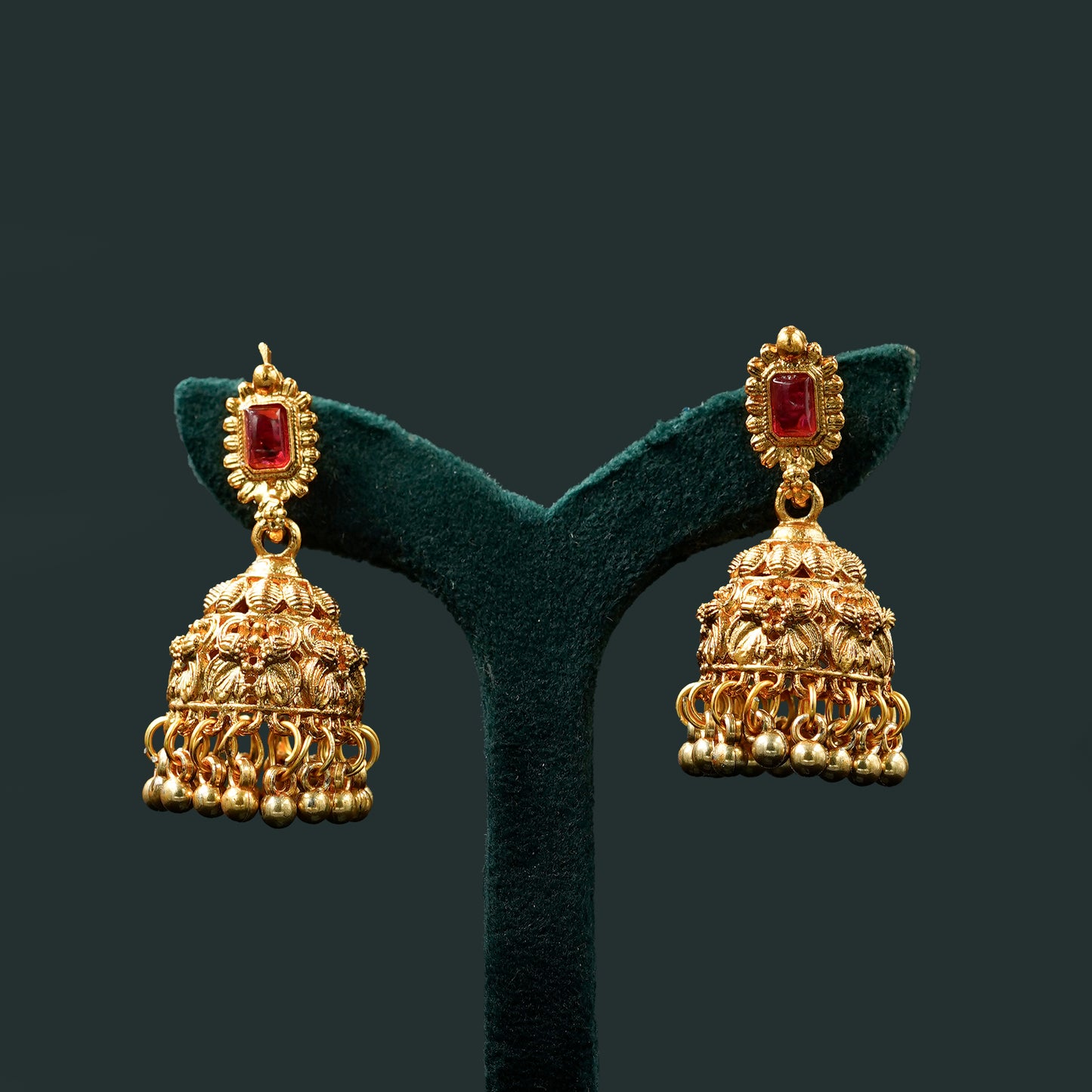 Green Red Gemstone Neckpiece Set (ME7N)