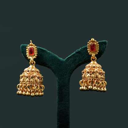 Green Red Gemstone Neckpiece Set (ME7N)