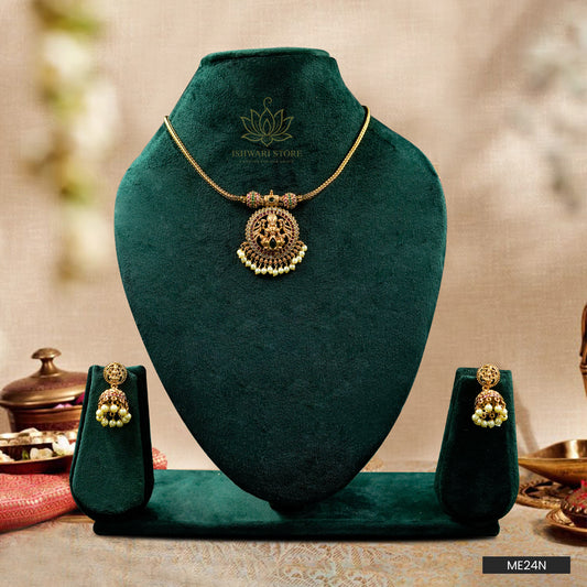 Antique Lakshmi pendant necklace set (ME24N)