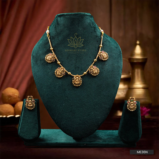 Lakshmi Multi Pendant Temple Jewellery Set (ME36N)