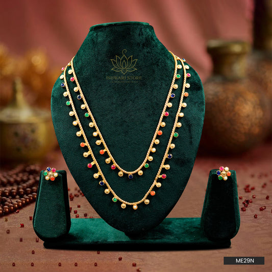 2 Layer Kemp Stone Necklace Set (ME29N)