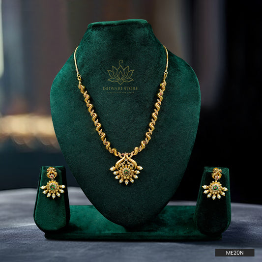 AD Floral Pendant Necklace Set (ME20N)