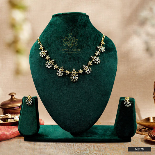 AD Stone-Multi Floral Pendant Pattern Neckpiece Set (ME17N)