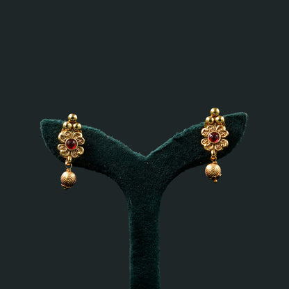 Multi Floral Hanging Gold Beads Necklace Set (ME39N)