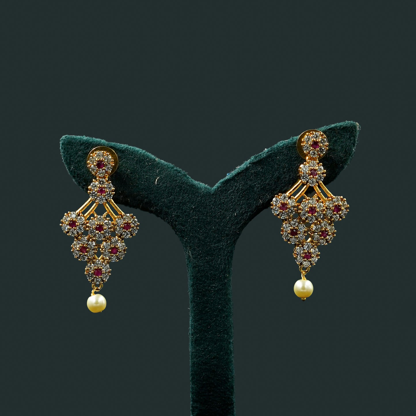 Ruby-White AD Stone Gold Plated Neckpiece Set (ME45N)