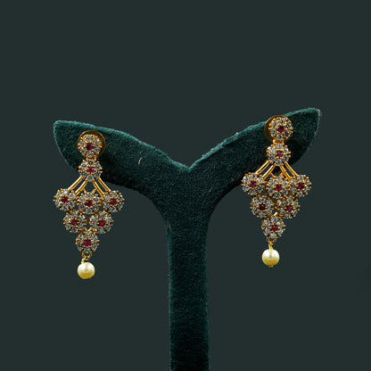 Ruby-White AD Stone Gold Plated Neckpiece Set (ME45N)