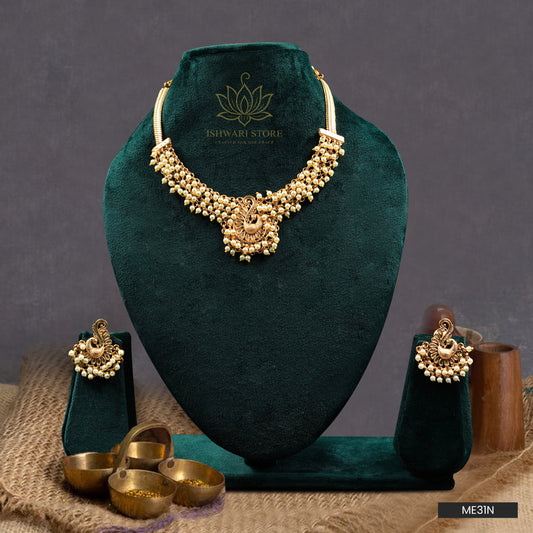 Pearl Necklace Set with Peacock Pendant (ME31N)