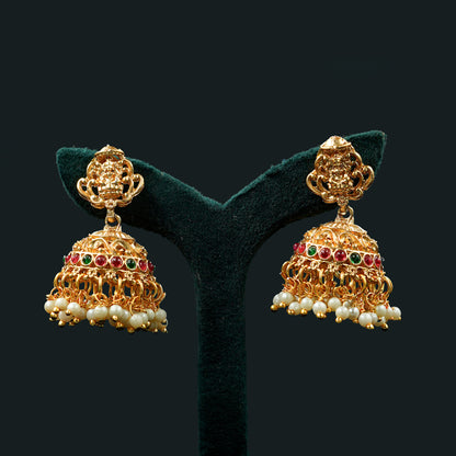 Double Layer Gold Bead Temple Haram Set (Red) (ME3N2)