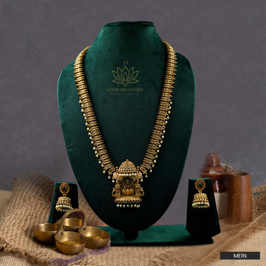 Temple haram with unique style lakshmi pendant (ME1N)