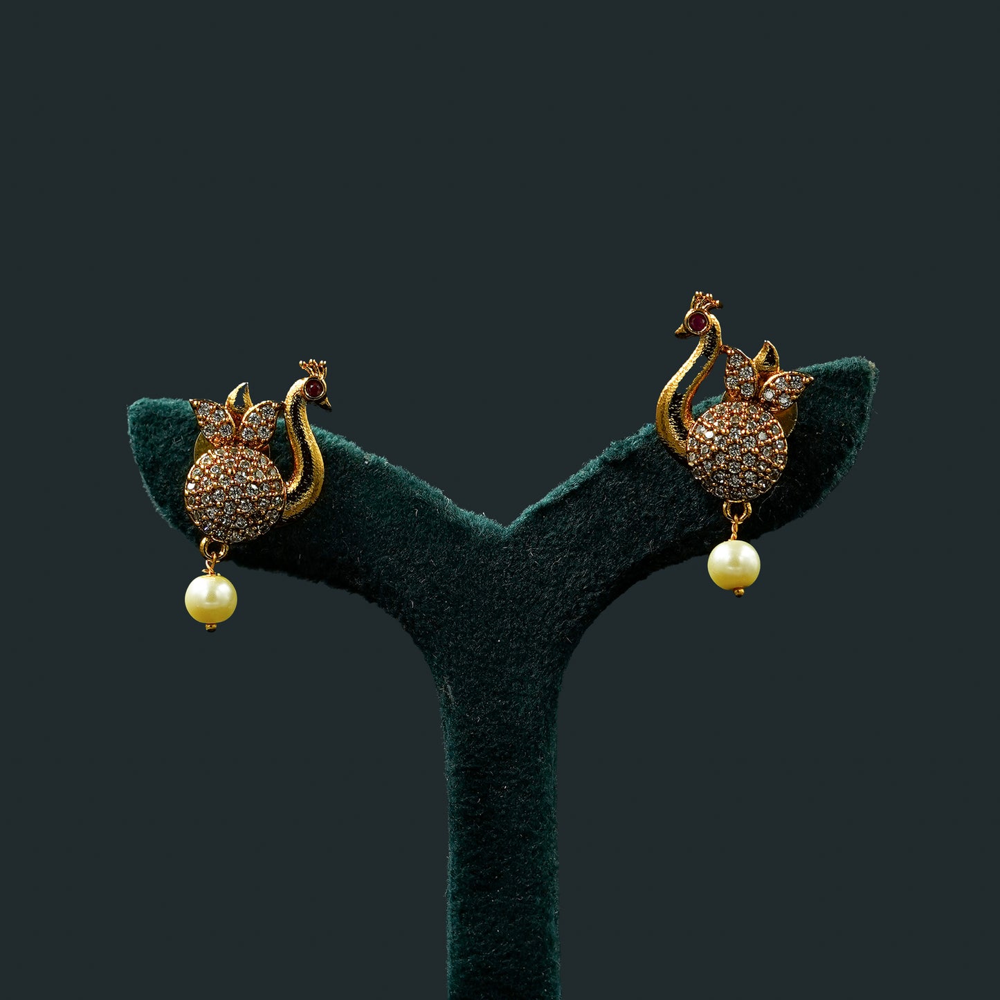 Gold Plated AD Stone Peacock Style Neckpiece Set (ME12N)