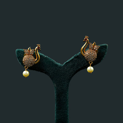 Gold Plated AD Stone Peacock Style Neckpiece Set (ME12N)