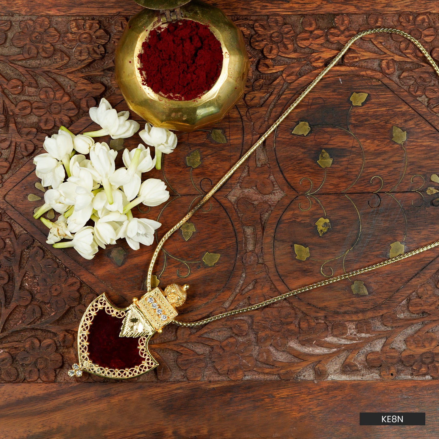 Ruby Red Nettichutti Palakka Necklace (KE8N)
