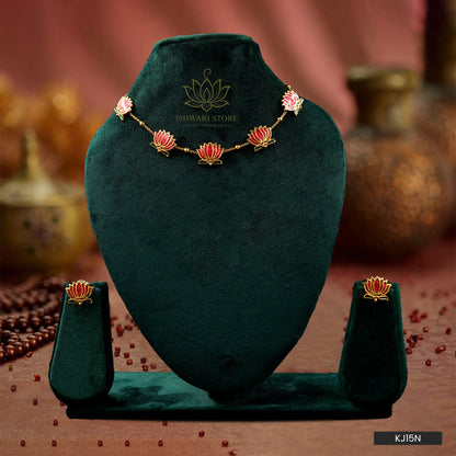 Enchanted Lotus Blossom Necklace Set (KJ15N)