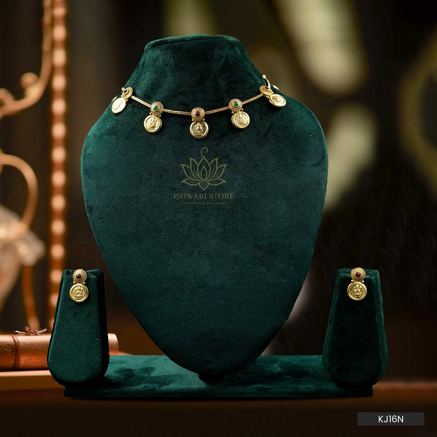 Classic Lakshmi Coin Necklace Set (KJ16N)