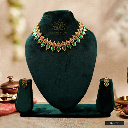Emerald Temple Coin Necklace Set (KJ17N)