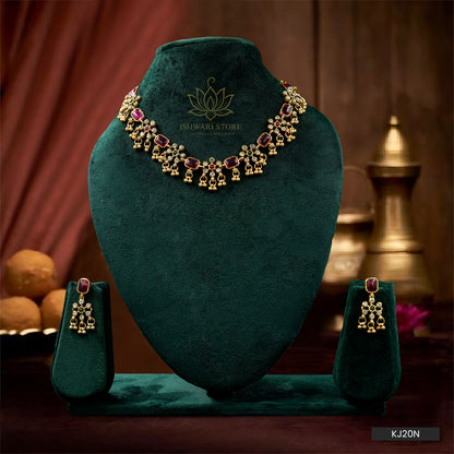 Heritage Ruby Cluster Necklace Set (KJ20N)