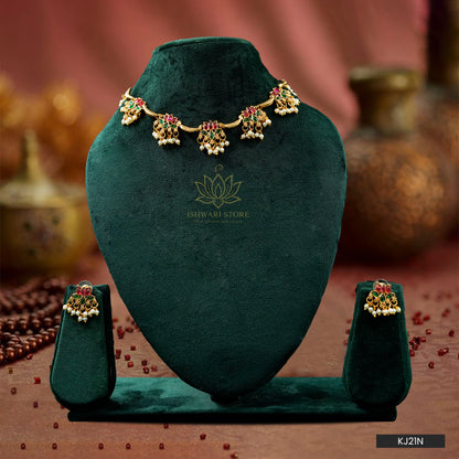Temple Flora Choker Necklace Set (KJ21N)