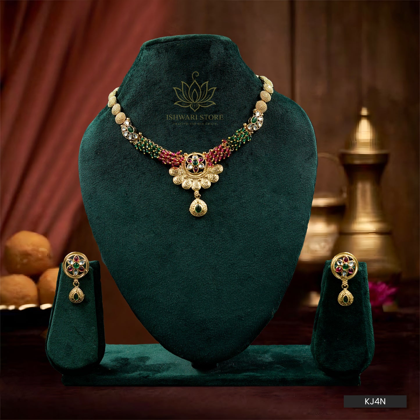 Ishwari Traditional Kundan Necklace Set (KJ4N)