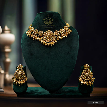 Antique Gold-Plated Temple Jewelry Set (KJ8N)