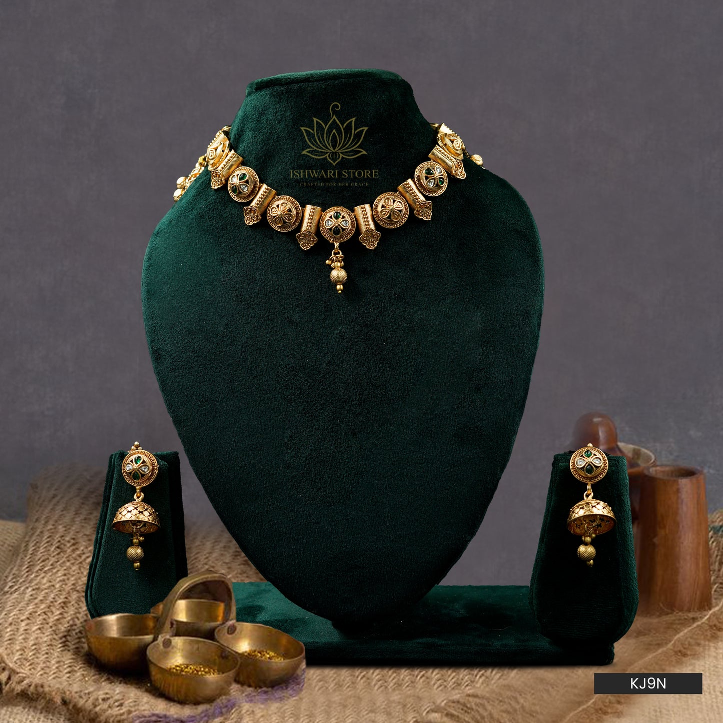 Antique Temple Necklace Set (KJ9N)