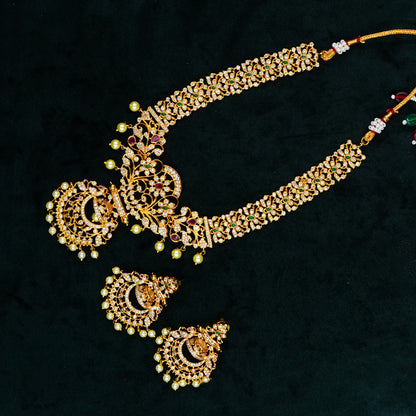 AD Gold Plated Neckpiece With Earrings (ME8N)