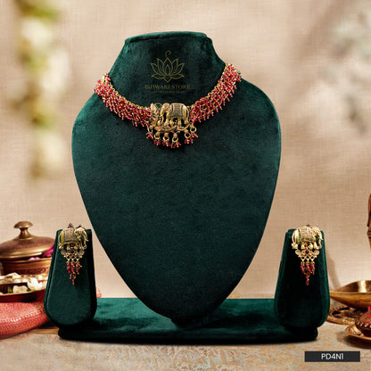 Gajamukha Lakshmi Necklace Set (PD4N1)